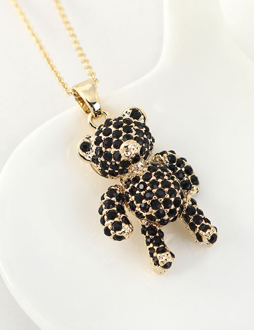 Fashion Black Diamond Imported Crystal Cady Bear Alloy Necklace