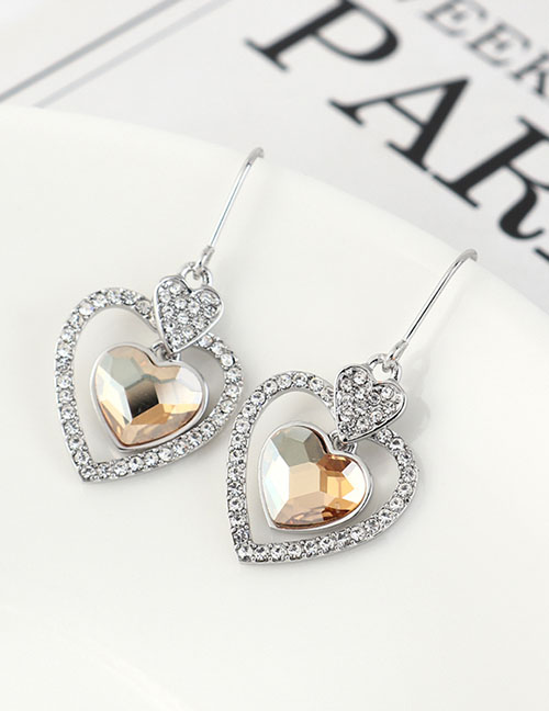 Fashion Golden Phantom Crystal Inlaid Rhinestone Love Earrings