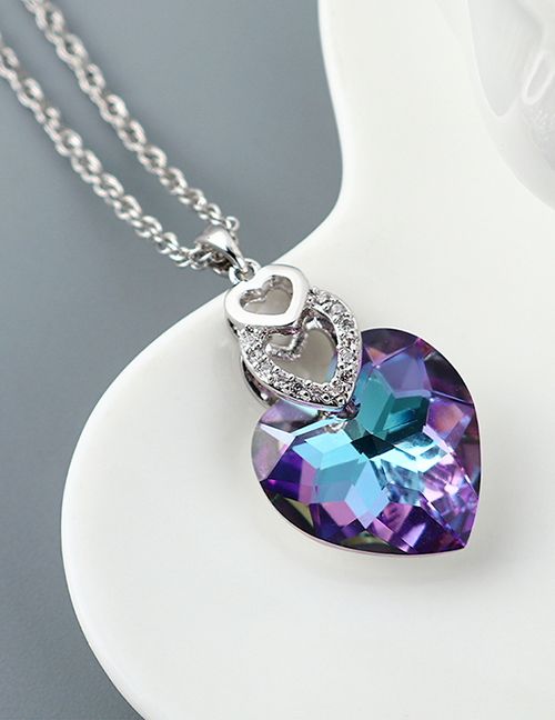 Fashion Ziguang Austrian Crystal Diamond Love Openwork Necklace