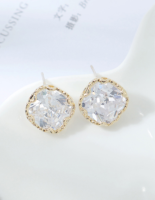 Fashion 14k Gold Geometrical Alloy Earrings With Zircon