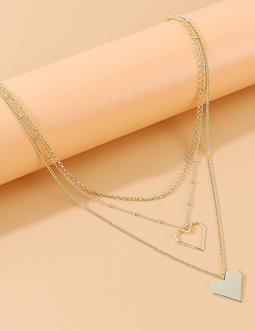 Fashion Golden Peach Heart Love Multilayer Necklace