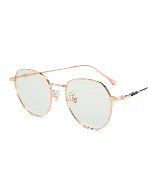 Fashion Gold Frame-after Changing Color Anti-fatigue And Anti-blue Light Non-degree Flat Mirror Glasses Frame