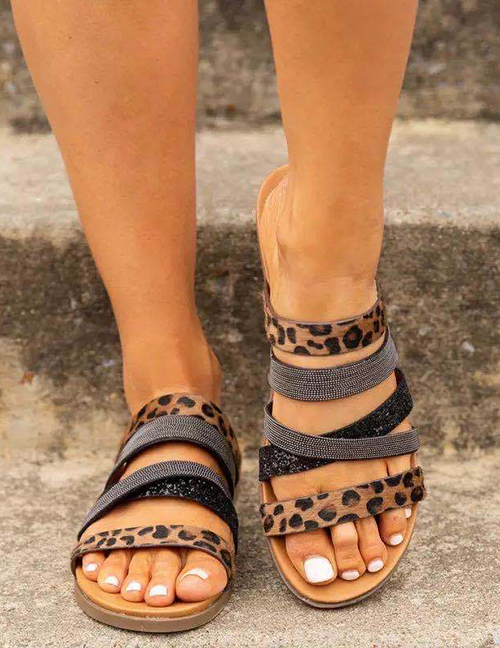 Fashion Leopard Print Leopard Flat Sandals