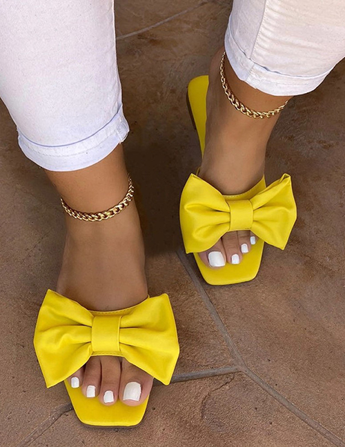 Fashion Yellow Bow Flat Beach Sandals
