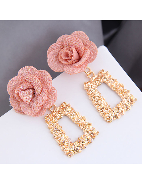 Fashion Pink Geometric Alloy Flower Earrings