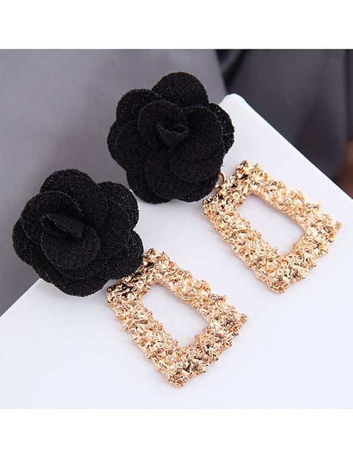 Fashion Black Geometric Alloy Flower Earrings