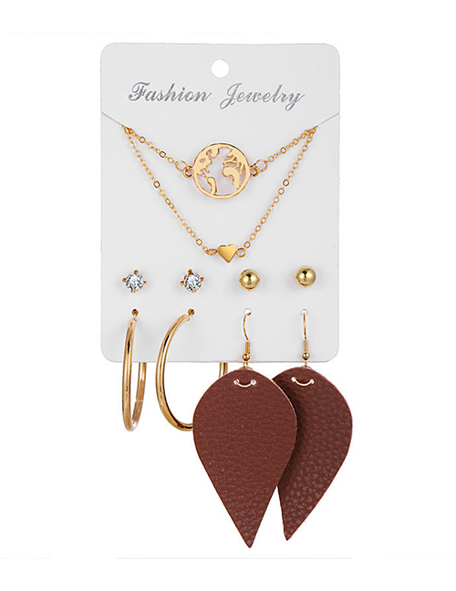 Fashion Color Mixing Round Diamond Earring Necklace Set