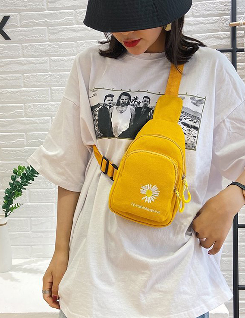 Fashion Yellow Small Daisy Canvas Embroidered Crossbody Bag