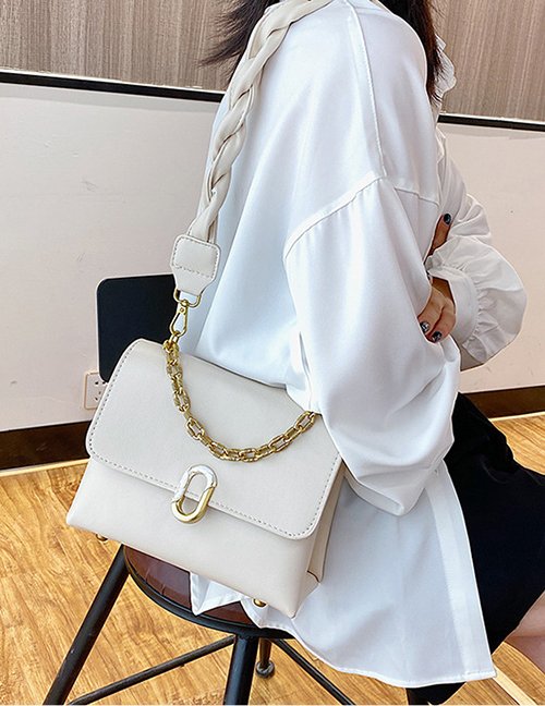 Fashion White Braided Shoulder Strap Chain Shoulder Bag