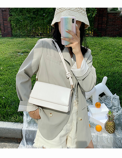 Fashion White Solid Color Flip Shoulder Bag