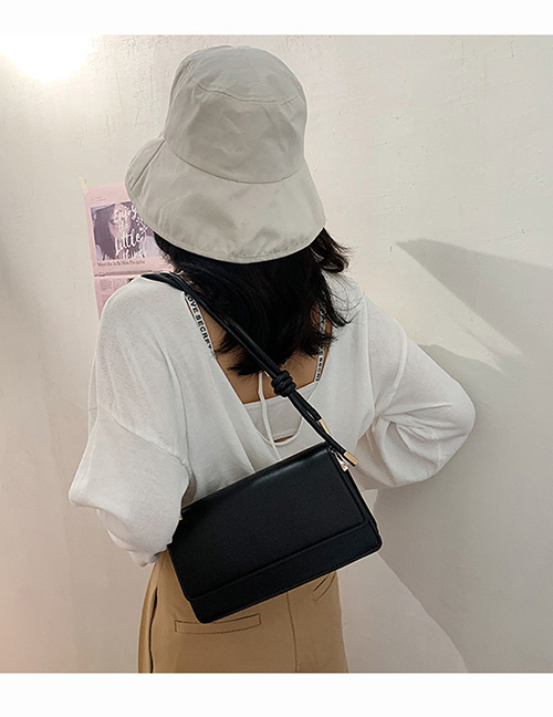 Fashion Black Solid Color Flip Shoulder Bag