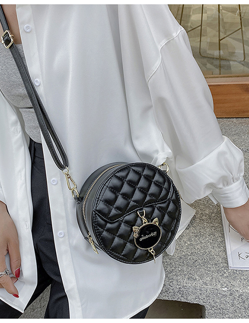 Fashion Black Cat Pendant Quilted Shoulder Crossbody Bag