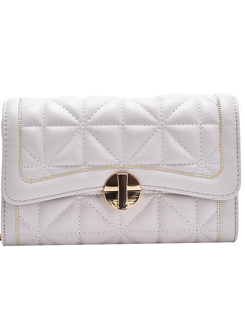 Fashion Creamy-white Chain Embroidered Thread Shoulder Bag