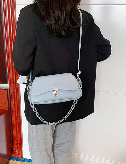 Fashion Blue Chain Lock Shoulder Crossbody Bag