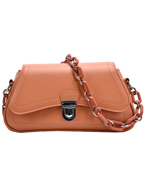 Fashion Orange Chain Lock Shoulder Crossbody Bag