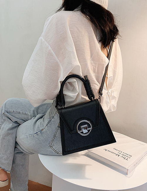 Fashion Black Shoulder Crossbody Bag With Embroidery Thread Lock