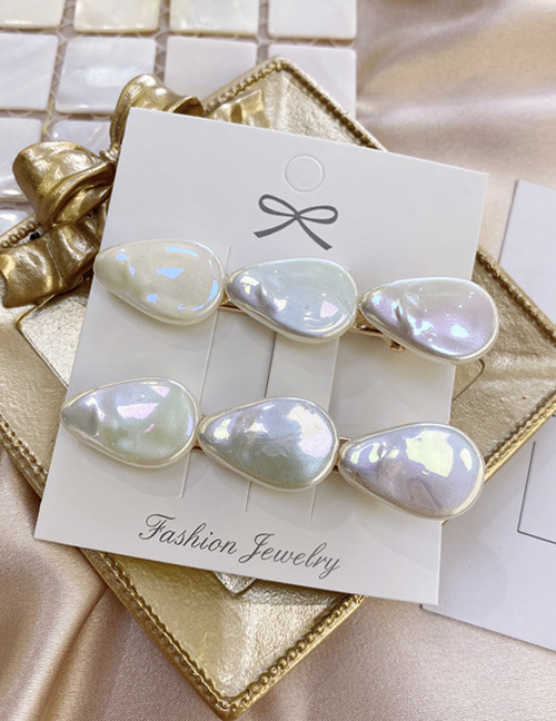 Fashion White Pair Shell Pearl Drop-shaped Alloy Hairpin