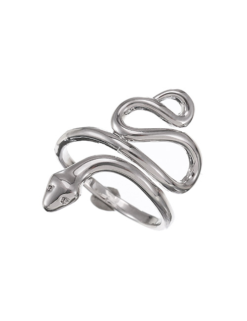 Fashion Silver Copper-set Zircon Serpentine Ring