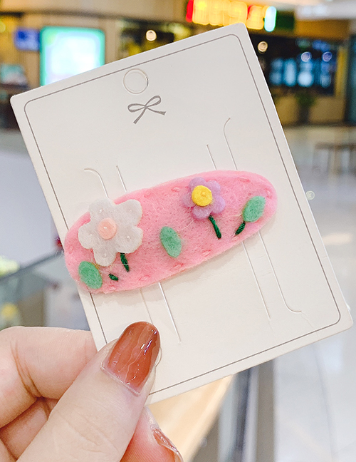 Fashion Pink Flower Handmade Felt Cloth Alloy Animal Fruit Flower Children Hairpin