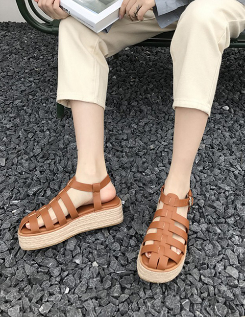 Fashion Brown Platform Toe Sandals