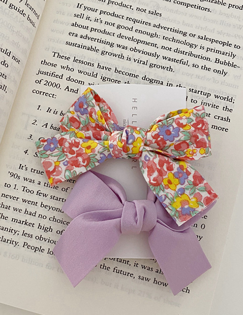 Fashion Purple Bow Broken Floral Bowknot Hand-made Fabric Card