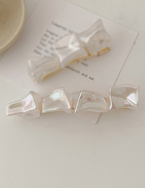 Fashion Porcelain White Stone Block-4 Pieces Dream Laser Transparent Ice Cube Hairpin