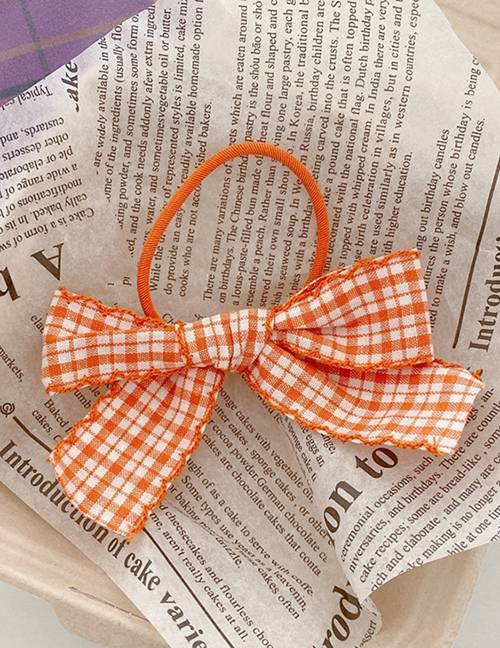 Fashion 【hairline】small Orange Bow Plaid Bow Fabric Hairpin Hairpin