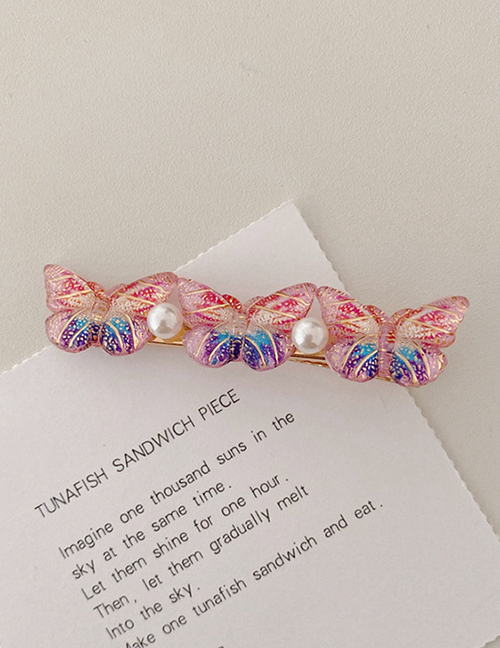 Fashion Three Butterflies-pink Purple Colorful Butterfly Rhinestone Clip