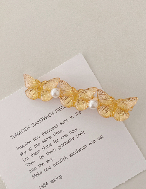 Fashion Three Butterflies-yellow Colorful Butterfly Rhinestone Clip