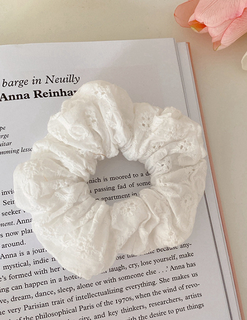 Fashion White Cotton Hollow Flower Solid Color Hair Tie