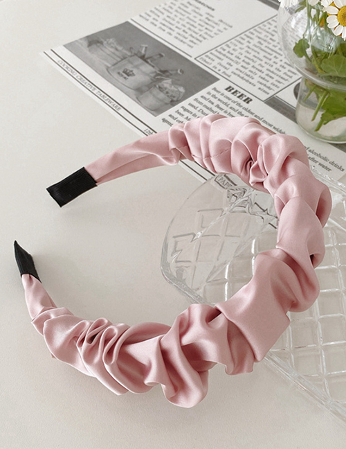 Fashion Pink Simulated Silk Pleated Satin Color Headband