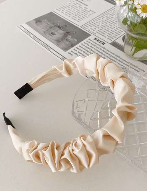 Fashion Beige Simulated Silk Pleated Satin Color Headband