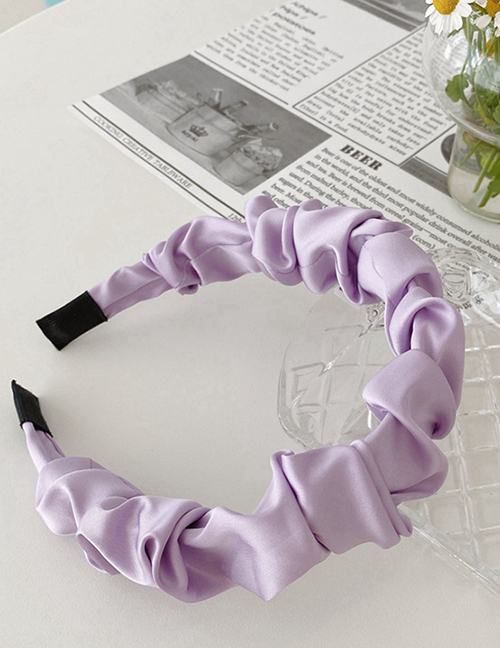 Fashion Purple Simulated Silk Pleated Satin Color Headband