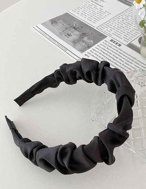 Fashion Black Simulated Silk Pleated Satin Color Headband