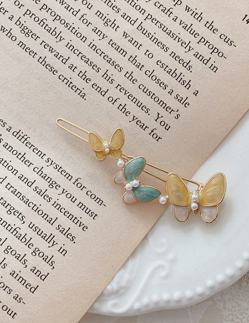 Fashion Yellow Butterfly Oil Drop Hairpin