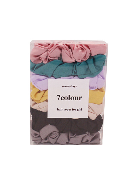 Fashion Basic Color-7 Pack 7-pack Solid Color Satin Hair Tie Set
