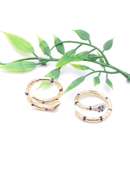 Fashion Royal Blue Micro-set Zircon Serpentine Open Ring