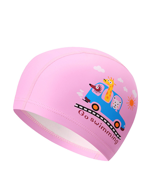 Fashion Pink Car Childrens Swimming Cap With Car Dolphin Animal Print