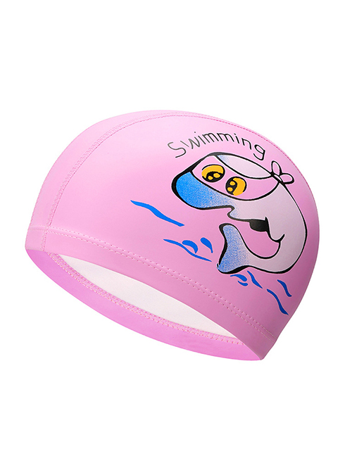 Fashion Pink Dolphin Childrens Swimming Cap With Car Dolphin Animal Print