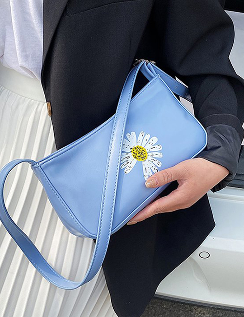 Fashion Blue Printed Daisy Shoulder Crossbody Bag