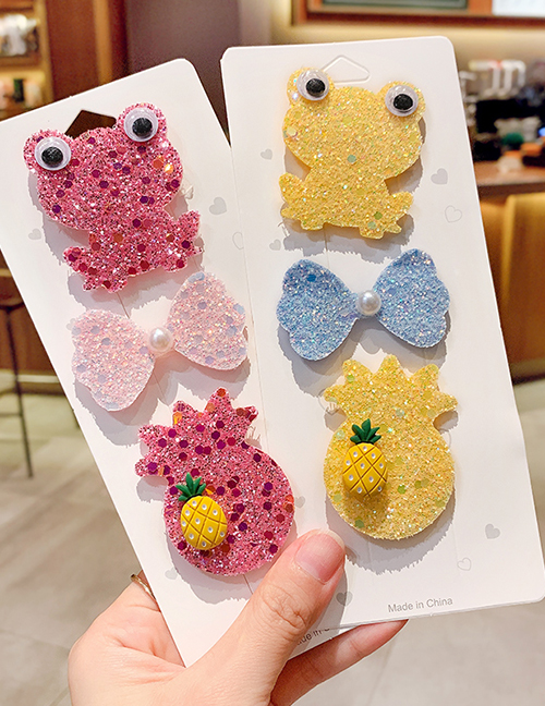 Fashion Sequined Frog [6 Packs] Knitted Flower Fruit Animal Hit Color Bangs Velcro Suit