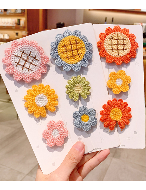 Fashion Sunflower Daisy Type A [9 Packs] Knitted Flower Fruit Animal Hit Color Bangs Velcro Suit