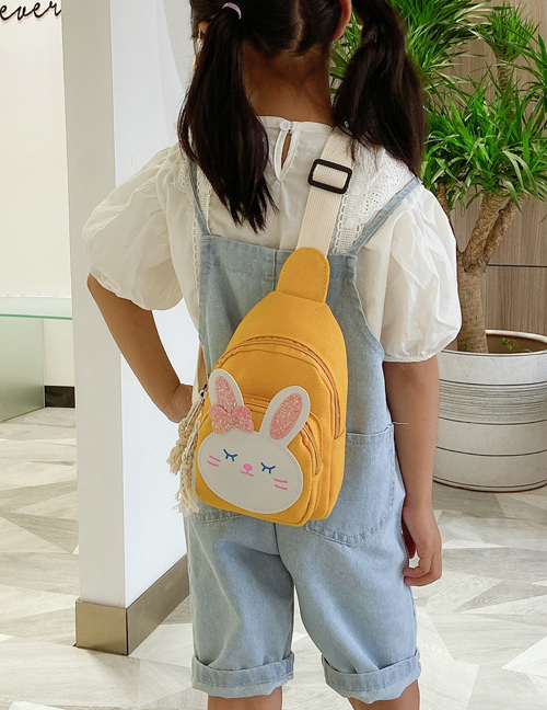 Fashion Yellow Bunny Print Canvas Childrens Diagonal Shoulder Bag