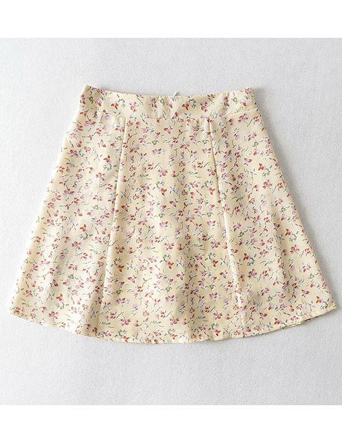 Fashion Beige Flower Print A-line Skirt