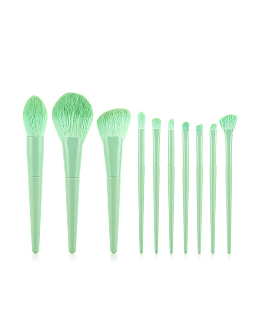 Fashion Fluorescent Green Pure Color Makeup Brush Set