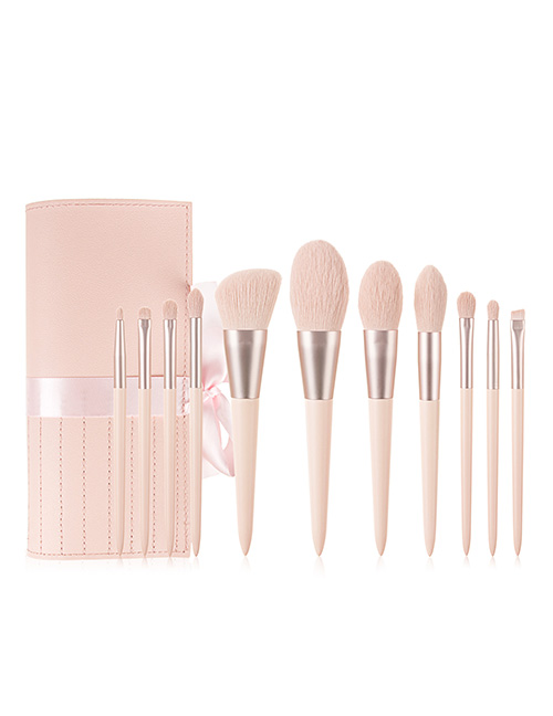 Fashion White Pointed Cosmetic Brush With Bag Set
