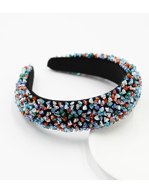 Fashion Black Crystal Contrasting Sponge Wide-brim Headband