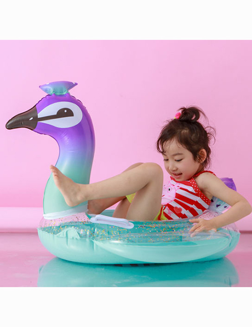 Fashion Sequined Inflatable Bottom Peacock Sequined Inflatable Bottom Boat Flamingo Unicorn Peacock Horse Bubble Bottom Child Seat