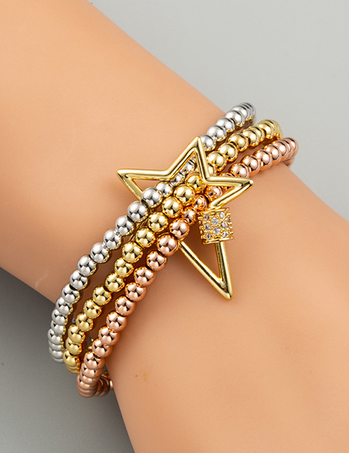 Fashion Five-pointed Star Copper Micro-inlaid Zircon Five-pointed Star Love Flower Bracelet Set