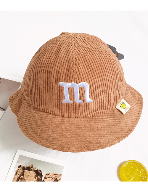Fashion Caramel Sun Shade Embroidered Fisherman Hat For Children